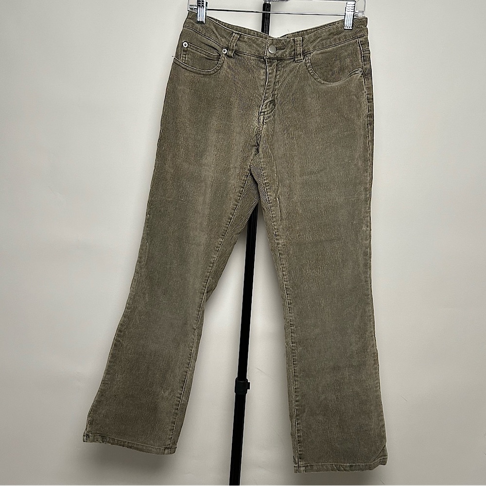 Forenza women’s petite corduroy pants, grey/green color, size 4P